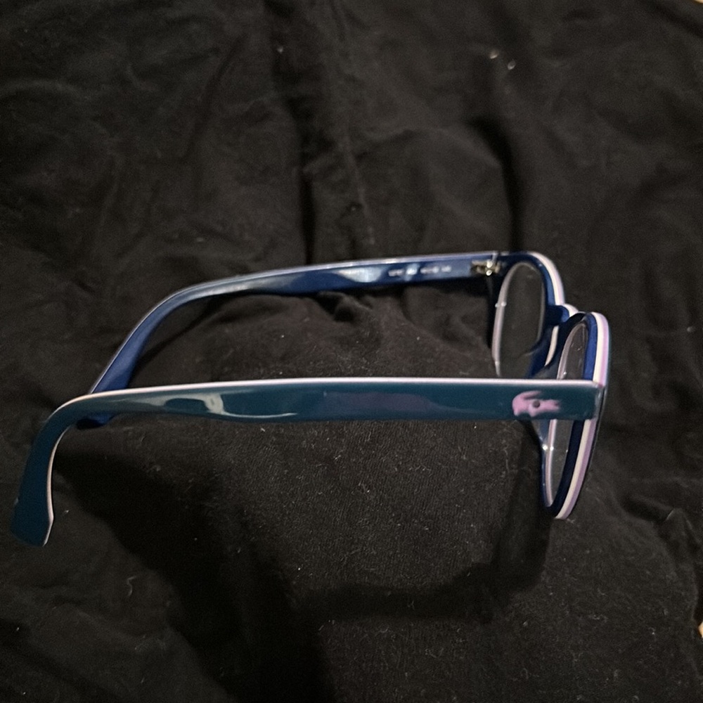 Lacoste (frames) only blue white trim pink white alligator temples